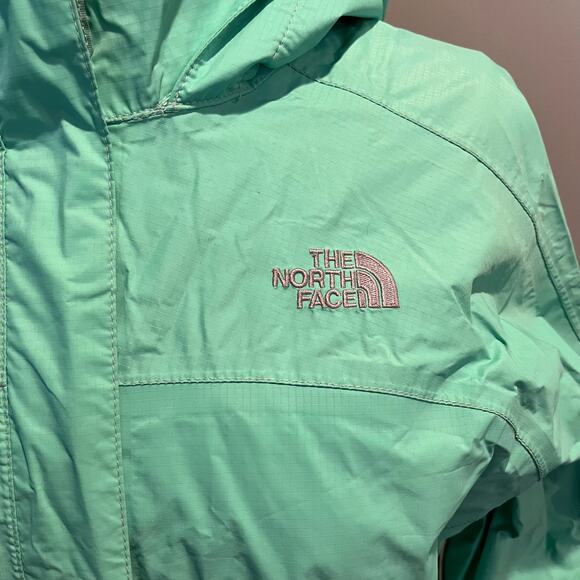 The North Face Girls Resolve Hooded Rain Jacket Mint Green Zip Sz XL (18) Spring - Picture 4 of 16